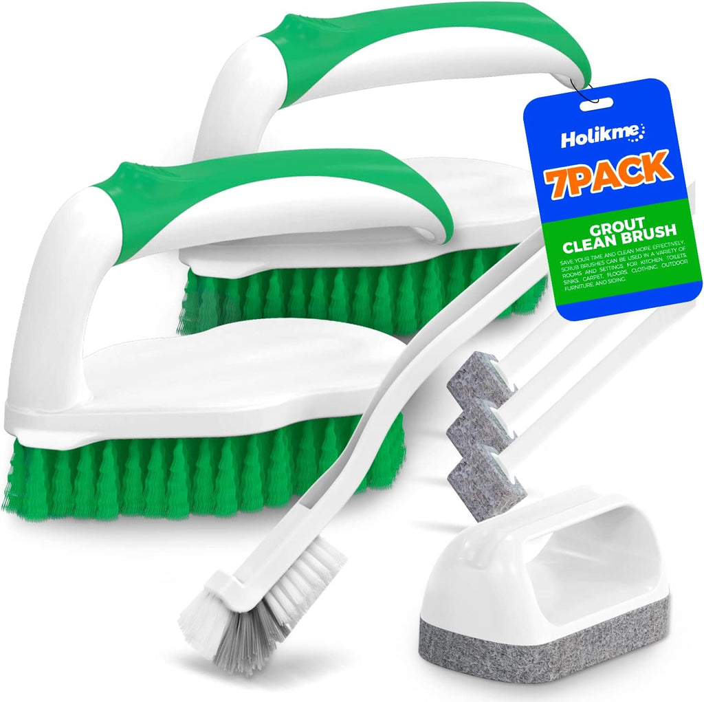 7 Pack Deep Cleaning Brush Set, Scrub Pads with Scraper Tip for Pool Walls, Bathroom, Grout, Floor, Bike, Tub