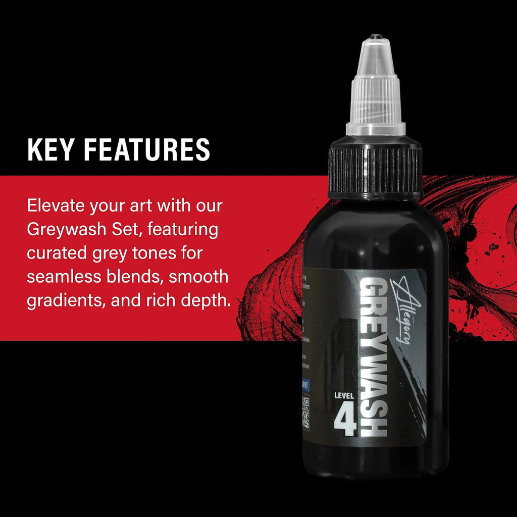 Greywash Tattoo Ink Set 2oz – Premium Professional-Grade Signature Greywash Shades for Smooth, Vegen Friendly