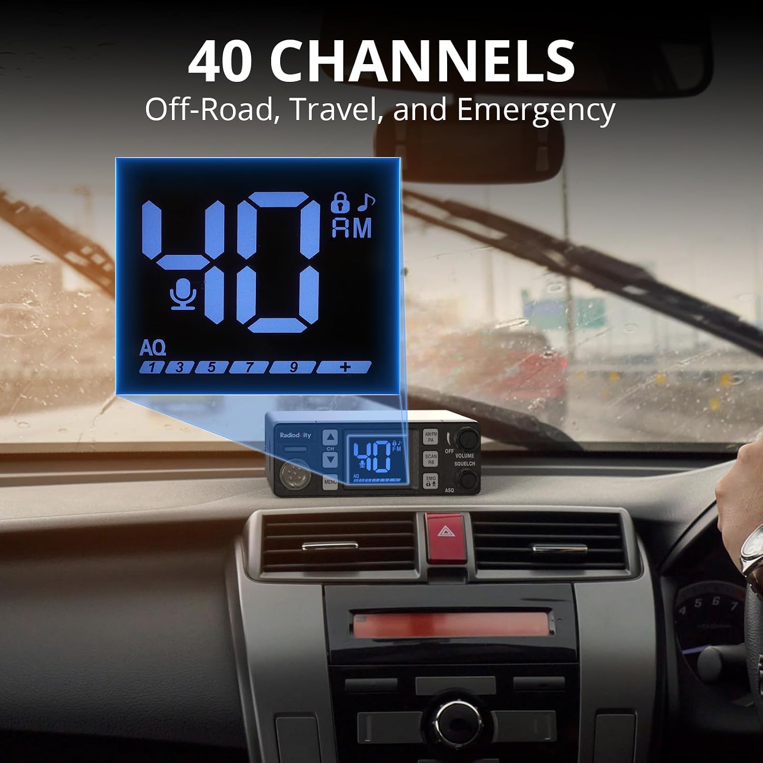 CB-606 CB Radio AM/FM/PA, 40 Channels, 4W, 40 Channel, VOX | Compact Mobile Transceiver 2.2" LCD, Emergency Channels