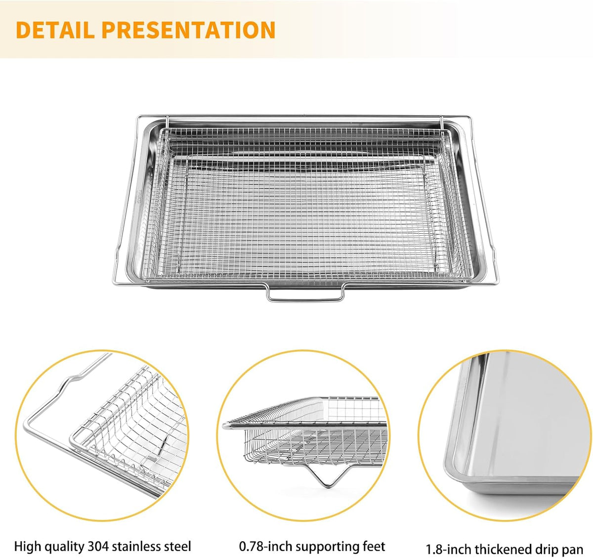 Upgraded LRAL302S Air Fryer Tray Replacement for LG Oven Parts 304 Stainless Steel LG Air Fryer Basket LRAL303S 24.6’’ x 16.1’’ LG Oven Air Fryer Rack Stove Range Oven Parts Oven Shelf 1 Set