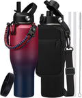 Insulated Water Bottle 40 oz - Fits in any Car Cup Holder, Keep Cold 48H Hot 24H, Stainless Steel Waterbottle Double
