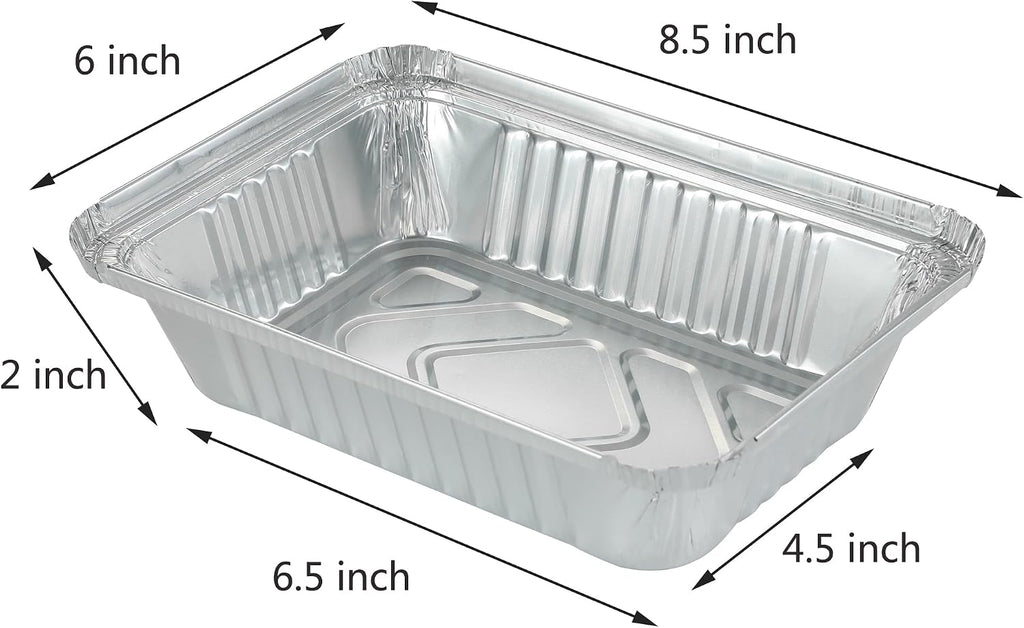 25Pack Disposable Aluminum Foil Pans with Lids 8.5x6.3-2.25LB