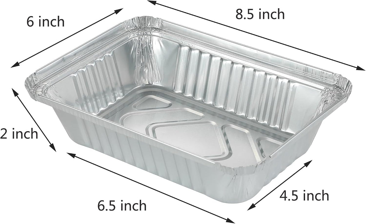 25Pack Disposable Aluminum Foil Pans with Lids 8.5x6.3-2.25LB