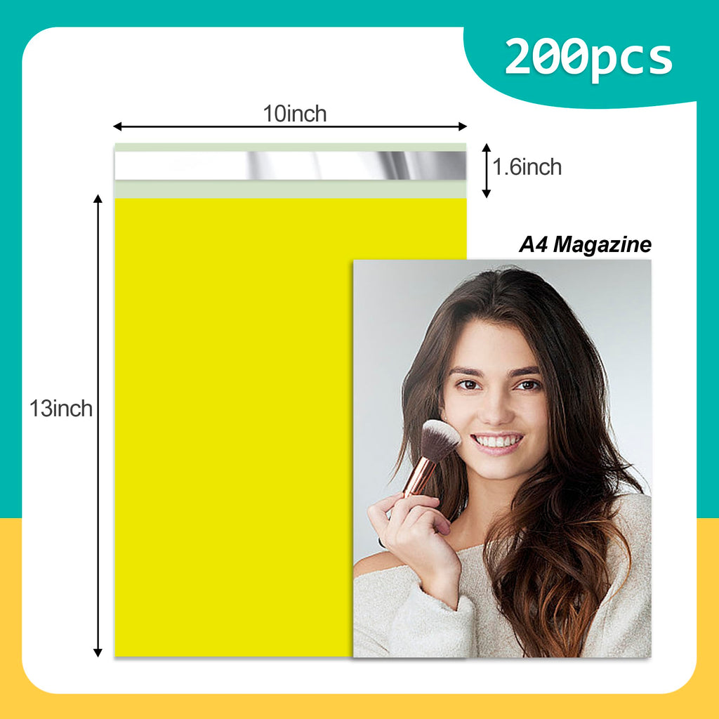 Poly Mailers 10 x 13 Inch, 100 Pcs, Yellow 2.4 Mil Self-Seal Bags