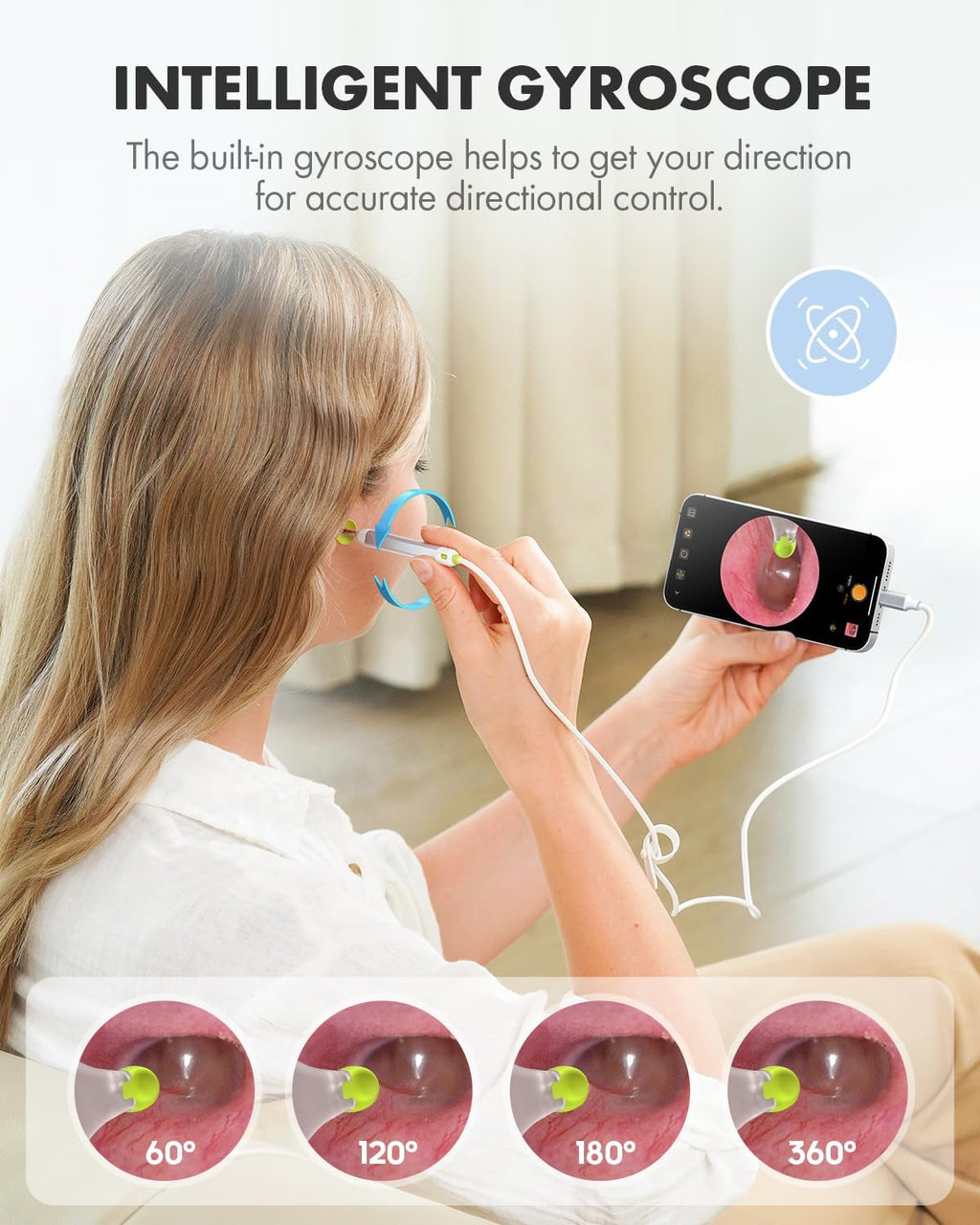 Digital Otoscope with Gyroscope, HD Ultra Clear View Ear Camera with Ear Wax Removal Tools, Video Ear Scope Otoscope
