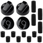 Universal Control Knobs Replacement Kit - 4 Pack Black Oven Control Knobs Replacement with 12 Adapters, Upgraded
