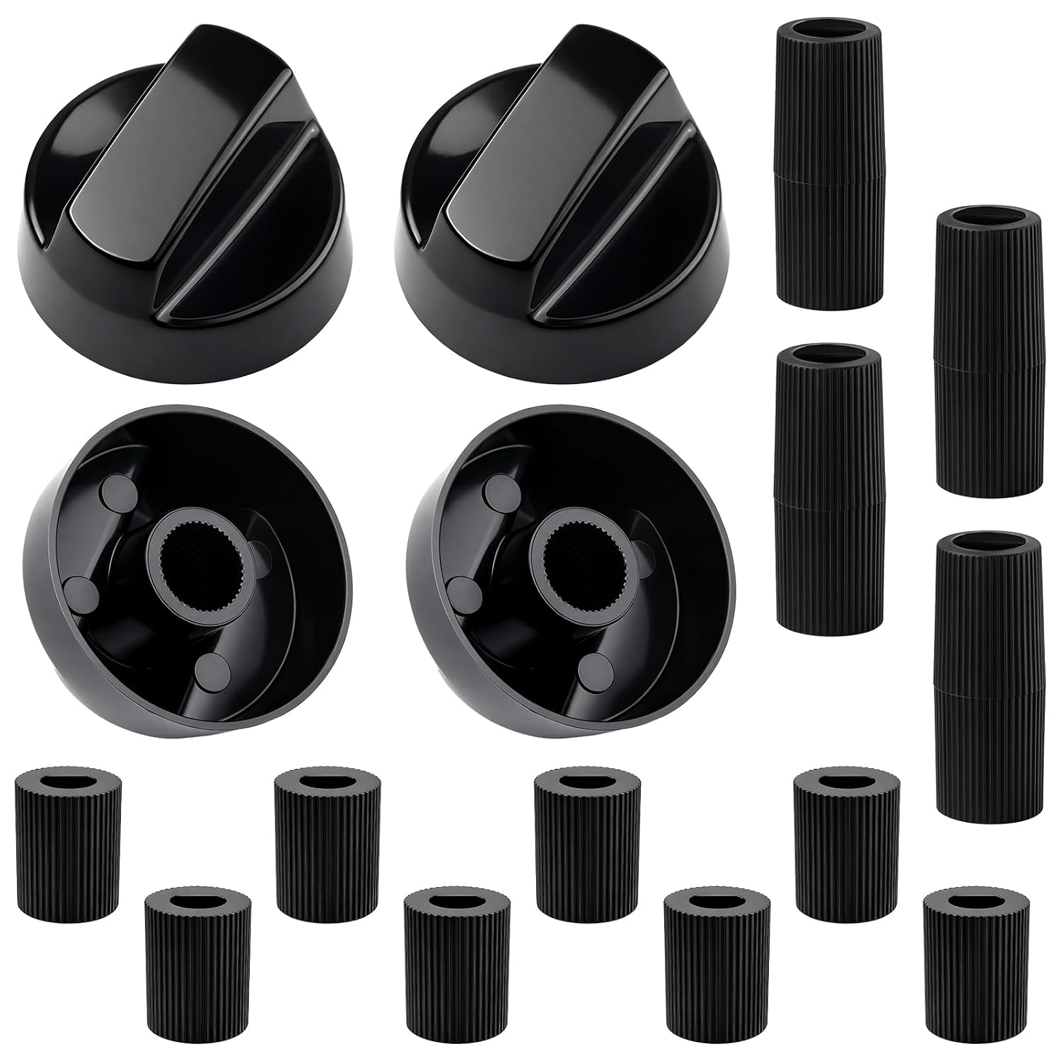 Universal Control Knobs Replacement Kit - 4 Pack Black Oven Control Knobs Replacement with 12 Adapters, Upgraded