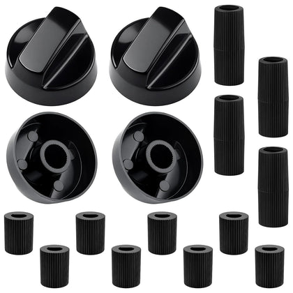 Universal Control Knobs Replacement Kit - 4 Pack Black Oven Control Knobs Replacement with 12 Adapters, Upgraded