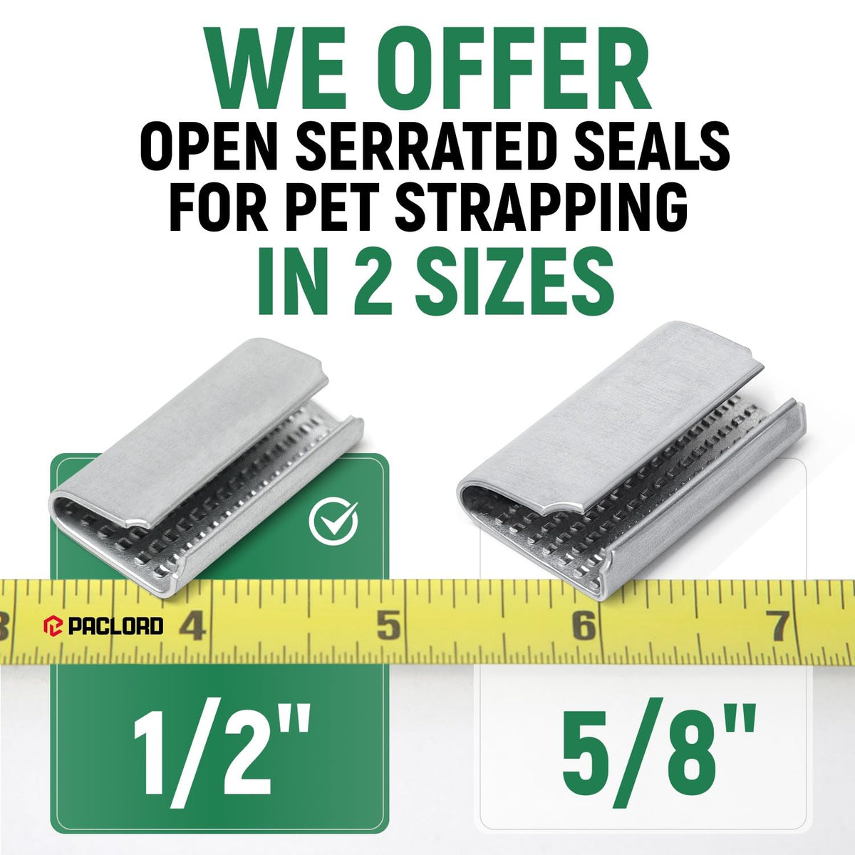 Open Serrated Seals for 1/2" PET Polyester Strapping, Pack of 250