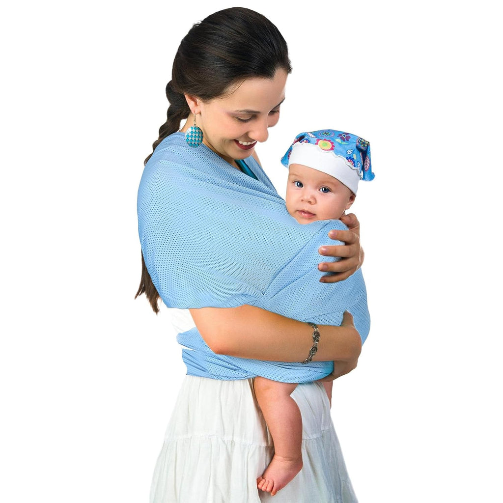 Blue Water Baby Carrier Wrap Sling for Summer Pool Water Adventures | Lightweight Breathable Mesh, Dry Fast