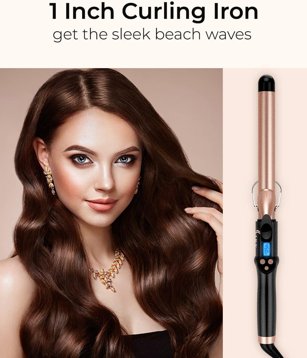 1 inch Curling Iron Extra Long Barrel,Classic Curls,225-450°F | Curling Wand 1 inch Barrel for Long Hair,Curling Iron