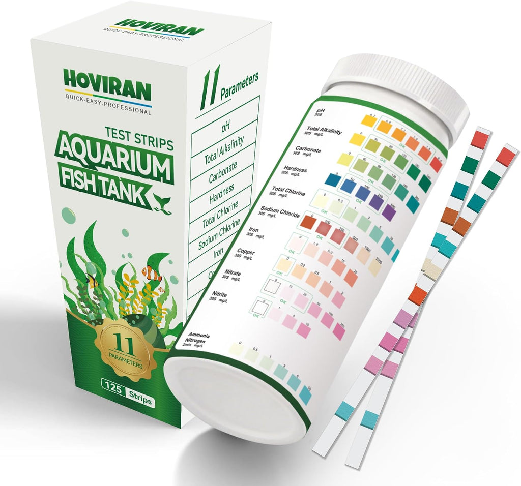 11 in 1 Aquarium Water Test Strips with Ammonia,125 ct Fish Tank Test Kit