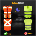 Class 2 Safety Vest with Zipper Front and multiple Pockets, High Visibility Vest, Meets ANSI/ISEA Standards