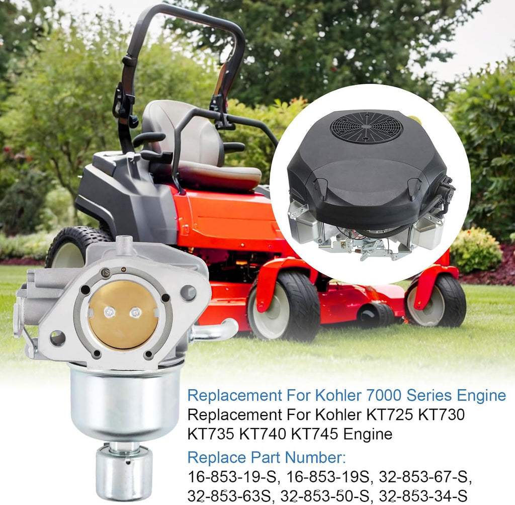 16-853-19S Carburetor Replacement For Kohler KT725 KT730 KT735 KT740 KT745, Include Air Filter, Fuel Pump, Oil Filter parts, Replace 32-853-67-S, 32-853-63S