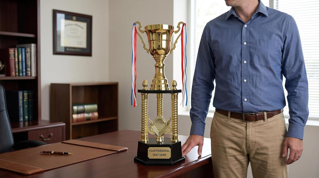 25 Inch Large Trophy Cup with Free Custom Engraving - Premium Metal Cup Award for Sports Tournaments, Employee of the
