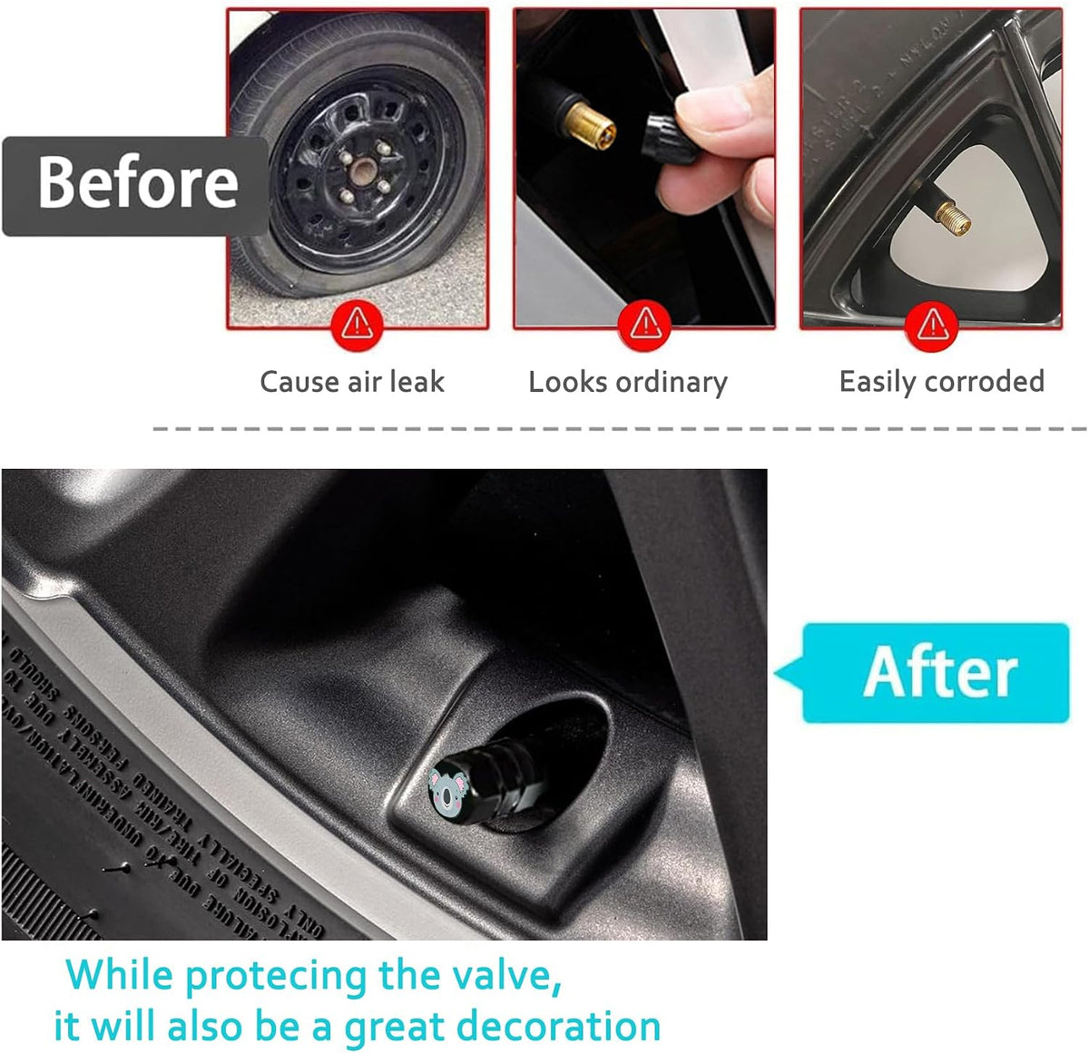 4Pack Butterfly Tire Valve Caps Aluminum Leak-Proof Valve Stem Covers