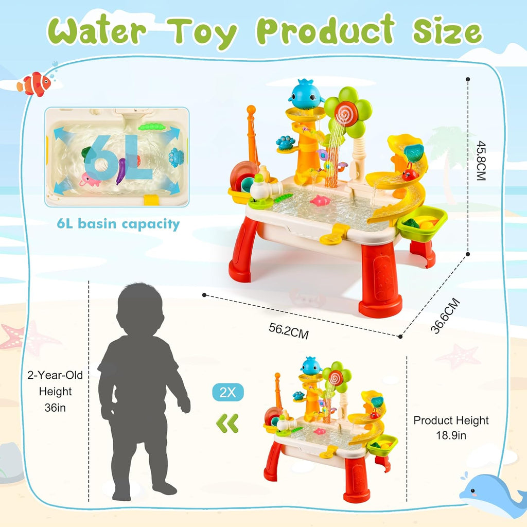 2026 Upgraded Water Table for Toddlers 3+, Water Table for Kids Ages 4-8 with Pump, Play Sink with Running Water