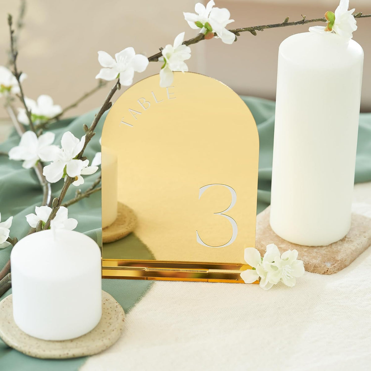 Beautiful Gold Wedding Table Numbers with Stands - Acrylic Signs 1-15