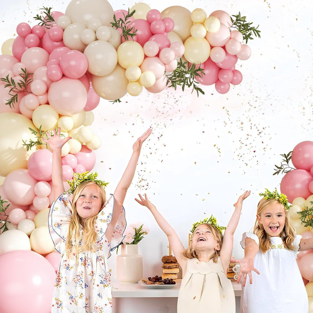 Pink and Yellow Balloon Arch Kit Pastel Pink Light Pink Yellow Sand White Balloons for Birthday Baby Shower Bridal