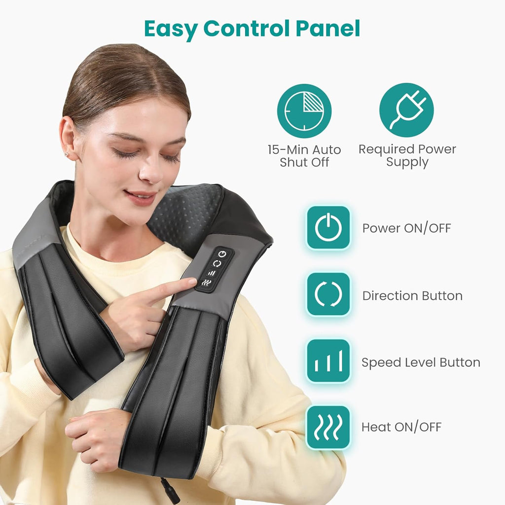 Shiatsu Neck Massager with Heat for Pain Relief Deep Tissue, 2026 Upgraded 3D Back Shoulder Kneading Massage Pillow