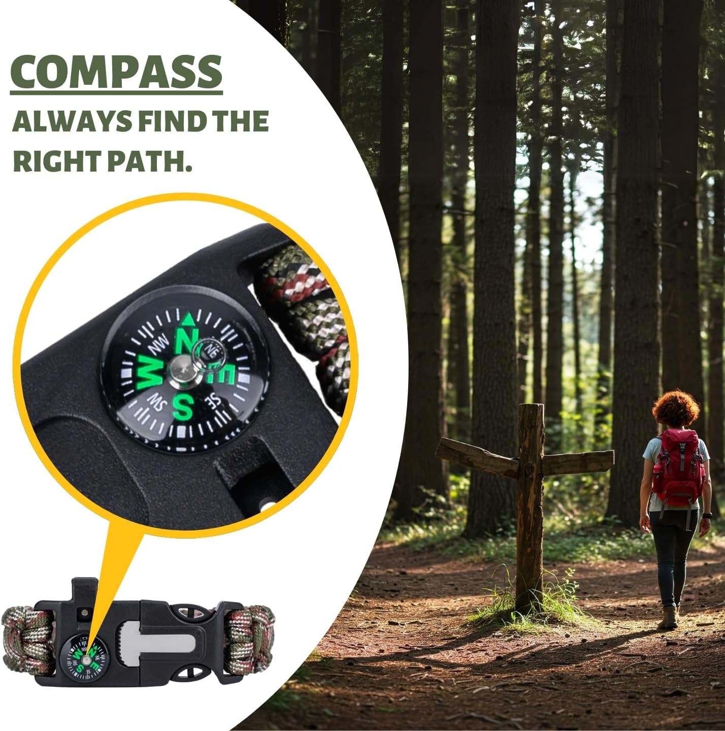 Tactiko Tactical Bracelet & 10' Paracord | Compass, Mini Saw & Fire Starter | Emergency Whistle | Outdoor Essential