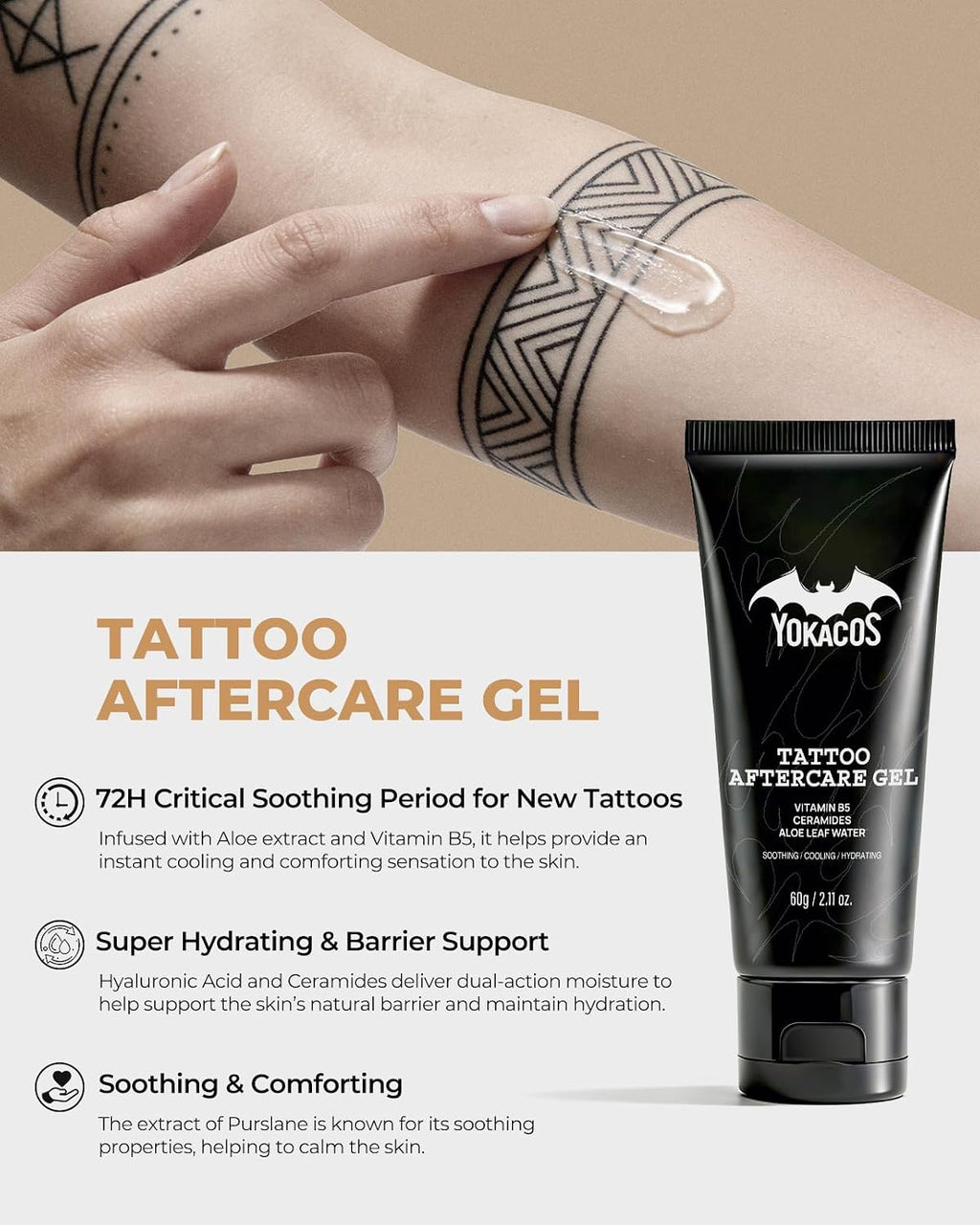 Tattoo Aftercare Kit 4-Piece Set, Tattoo Balm, Gel, Cleansing Foam, Wrap