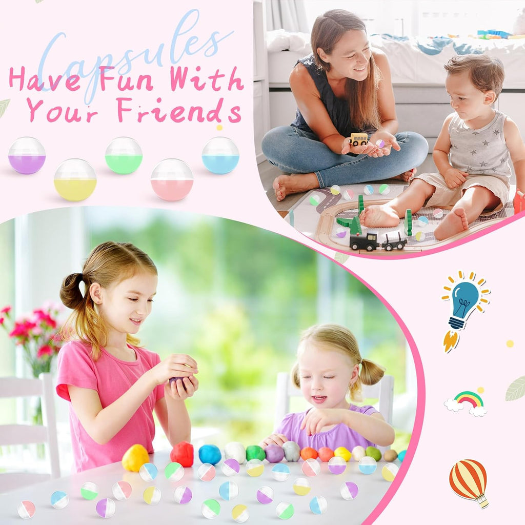 300 Pcs Gumball Machine Capsules Round Capsules 1.1" 1.25" Vending Machine Capsules Empty Clear Balls Toys Small