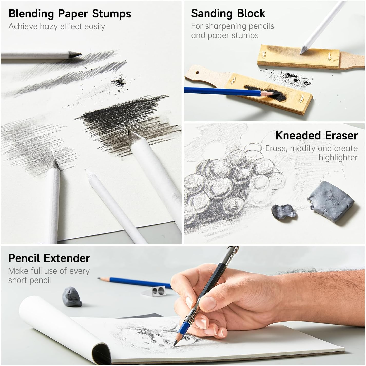 124 PCS Drawing Kit, Professional Drawing Supplies with Sketch, Charcoal, Colored, Graphite, Pastel Pencils & Sticks