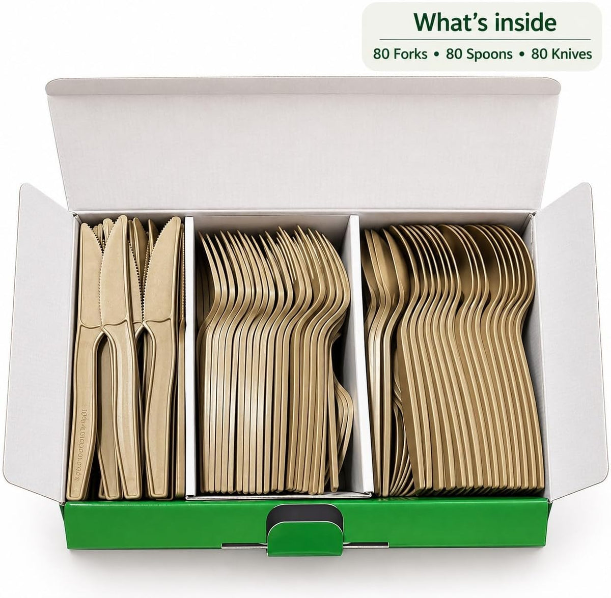 Sugarcane Disposable Cutlery Set, 240pc, Forks, Spoons, Knives