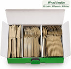Sugarcane Disposable Cutlery Set, 240pc, Forks, Spoons, Knives