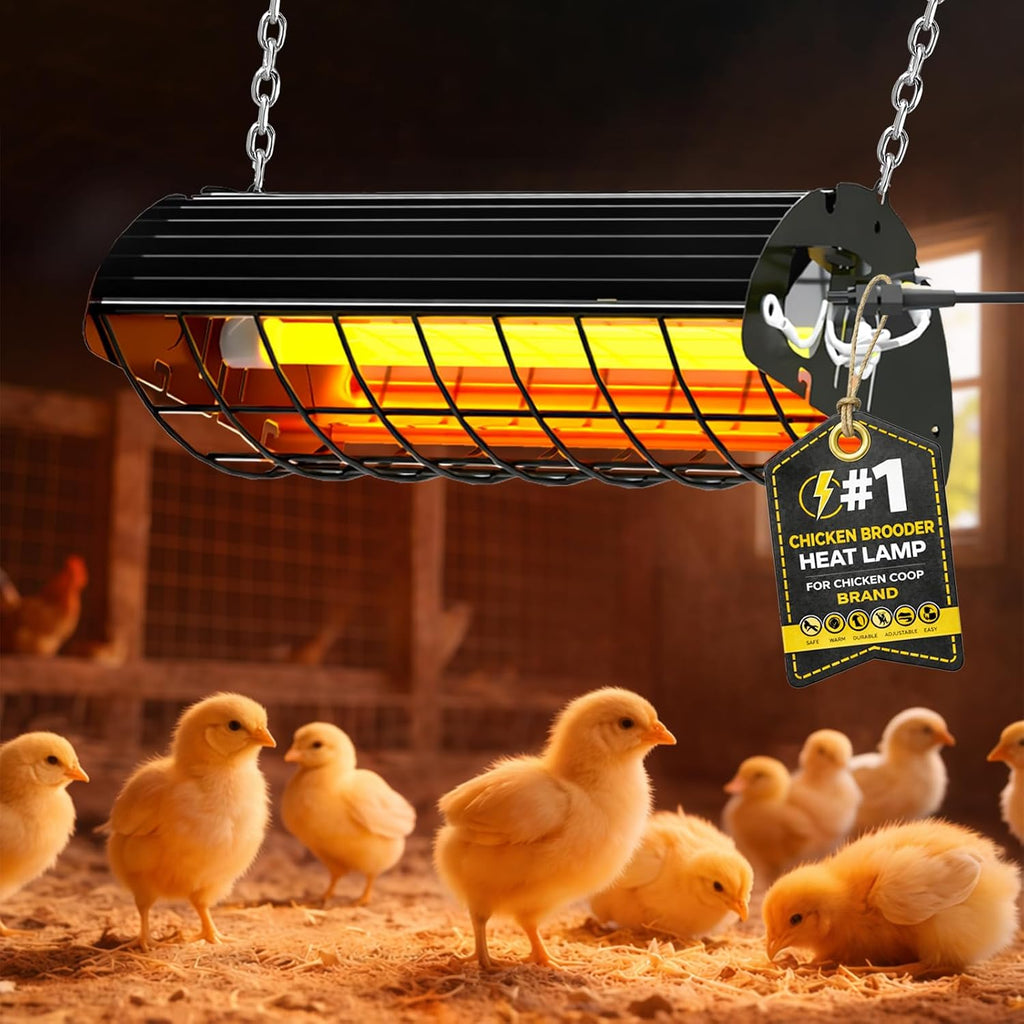 300W Heat Lamp for Chickens Brooder Heater 2PCS Chicken Coop Heater Upgraded 12000H Carbon Fiber Bulbs Adjustable 2