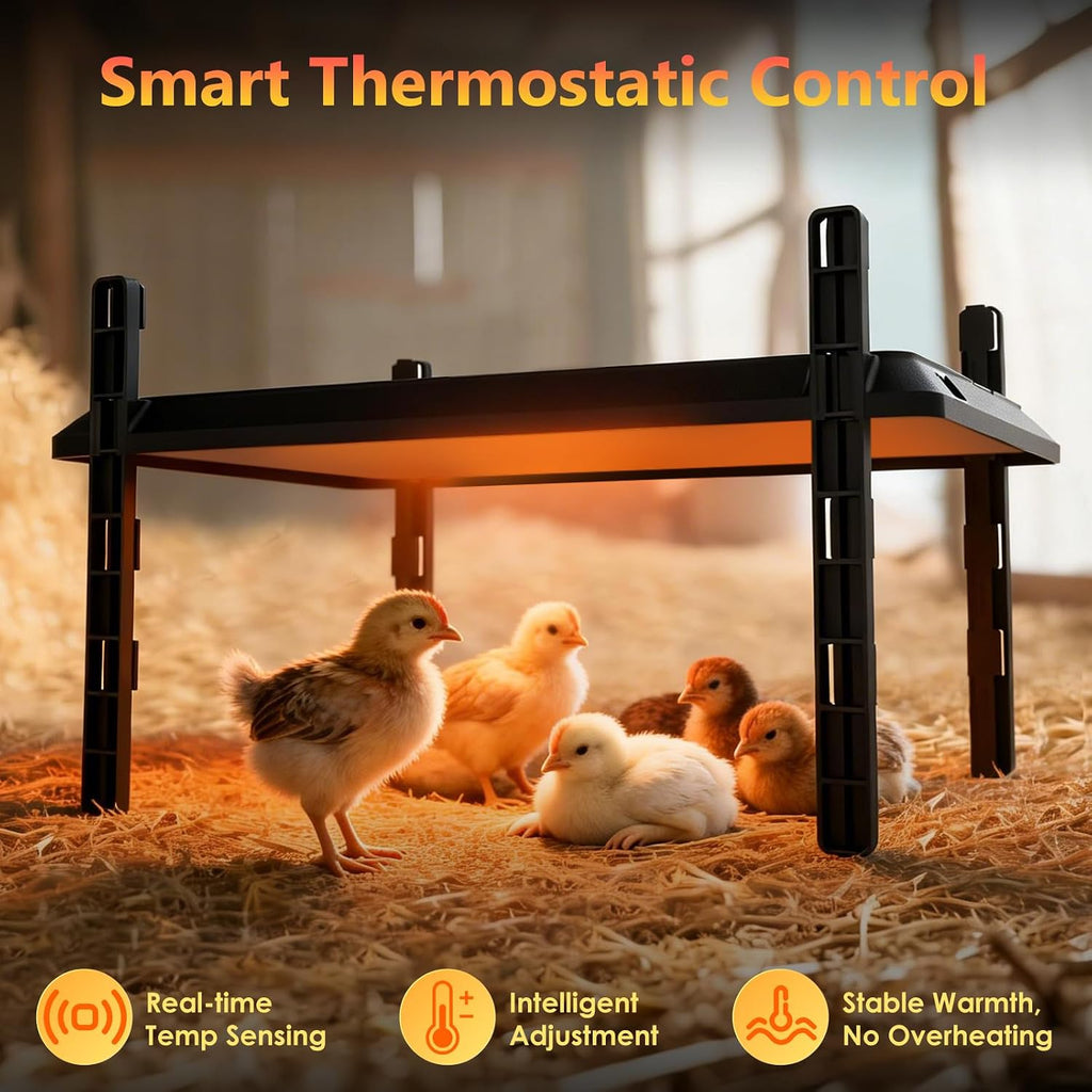 Smart Chick Brooder Heating Plate, Chicken Coop Heater, 75W Brooder Heater with Timer & Adjustable Thermostat