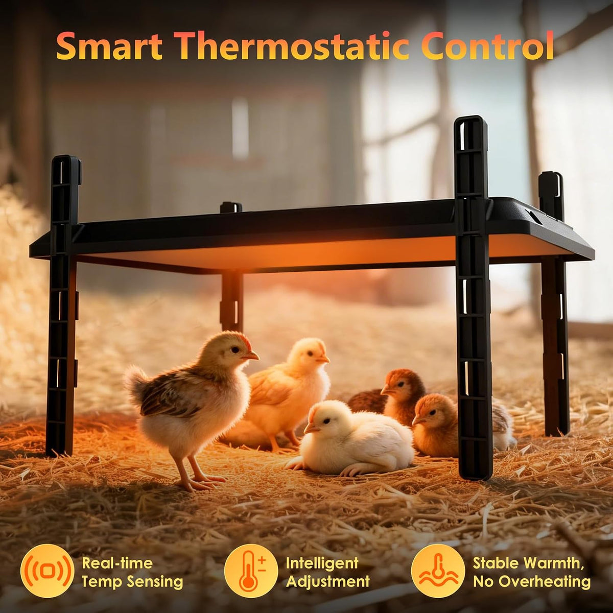 Smart Chick Brooder Heating Plate, Chicken Coop Heater, 75W Brooder Heater with Timer & Adjustable Thermostat