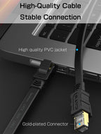Cat 8 Ethernet Cable 50FT, 40Gbps Flat RJ45 LAN Network Cable | Flat shielded Cat 8 cable supports 40Gbps/2000MHz for