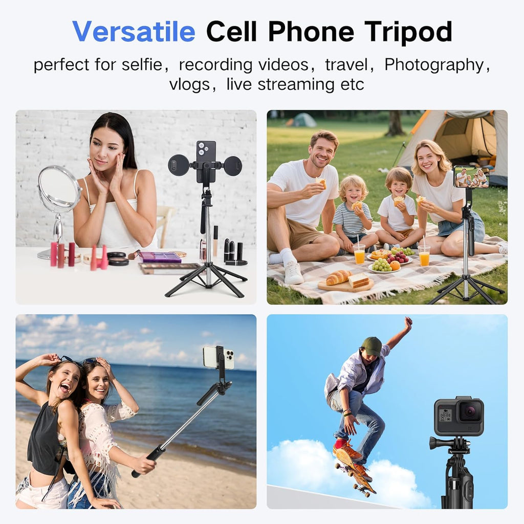 Metal Selfie Stick Tripod for iPhone with Light,70 inch Cellphone Selfiestick with Remote,Phone Tripod Holder for