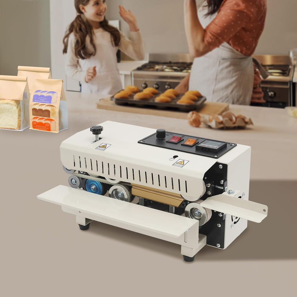 Automatic Continuous Band Sealer, 600W Horizontal Bag Sealing Machine with Digital Temperature Control & LED Display