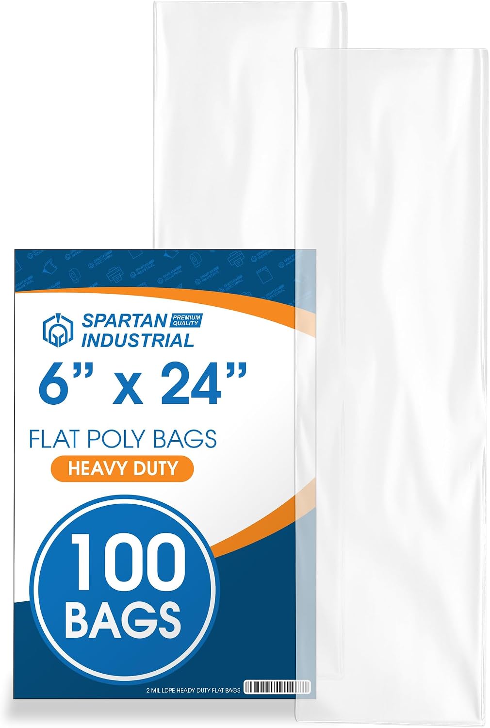 6" X 24" Open-End Flat Poly Bags (100 Count) 2 Mil Clear Plastic