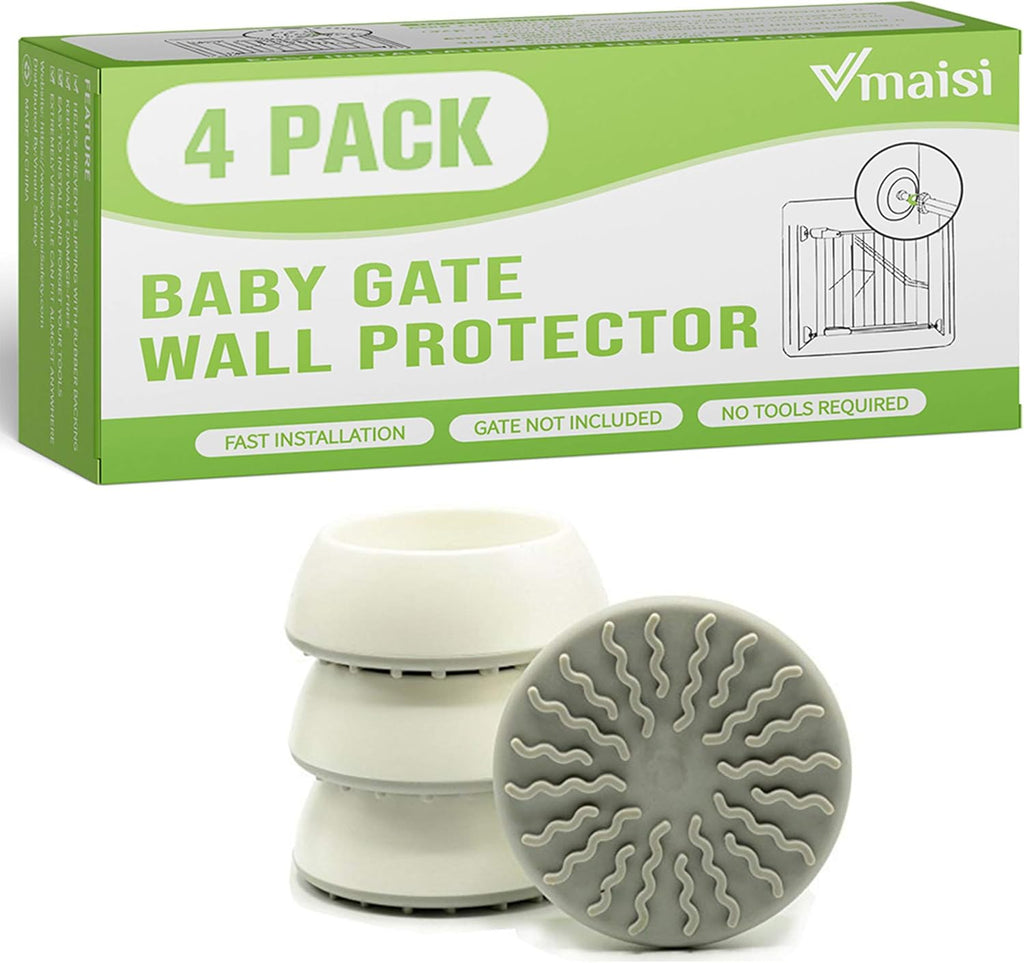 Baby Gate Wall Protector - Protect Walls from Pressure Mounted Pet Dog Gates, 4 Pack White