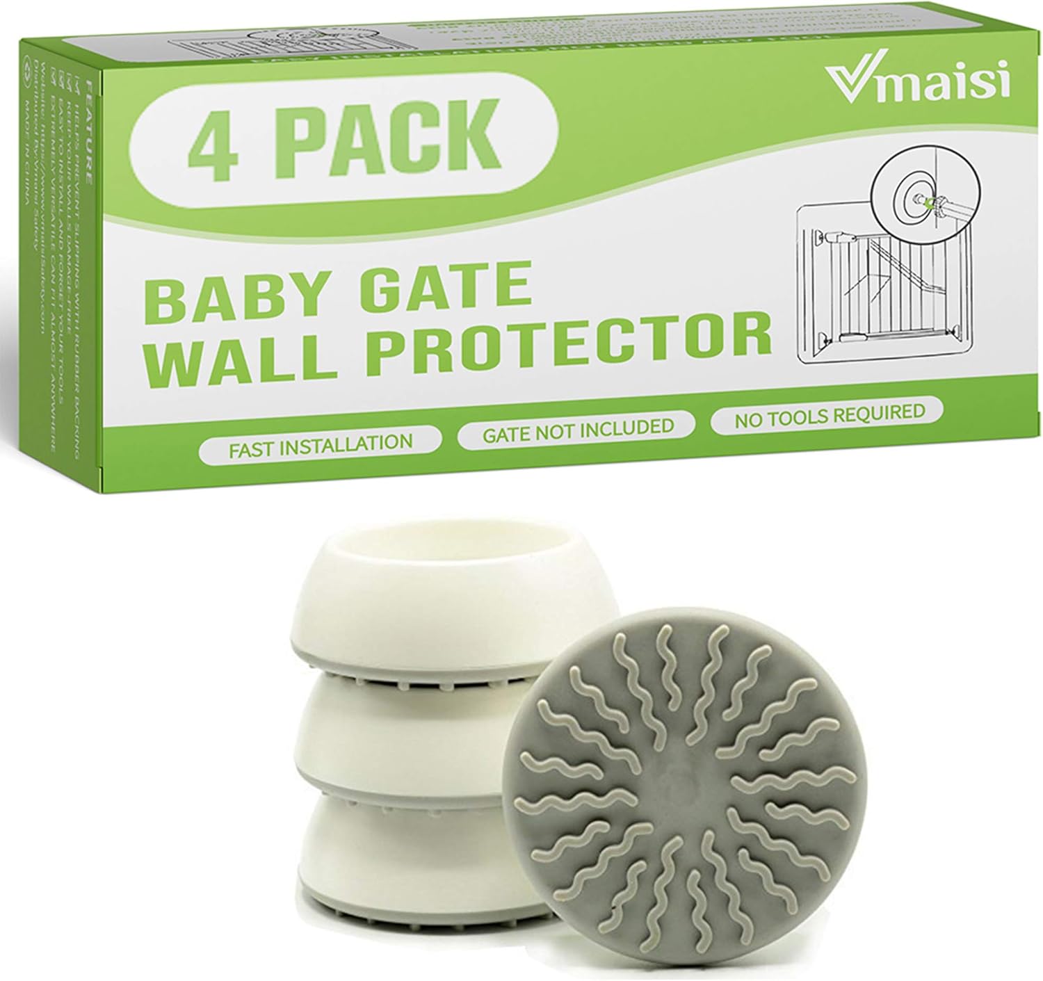 Baby Gate Wall Protector - Protect Walls from Pressure Mounted Pet Dog Gates, 4 Pack White