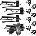 12 Pack Saddle Rack Wall Mount with Pad Bar Horse Bridle Rack Metal Bracket Bridle Hooks Detachable Portable Saddle