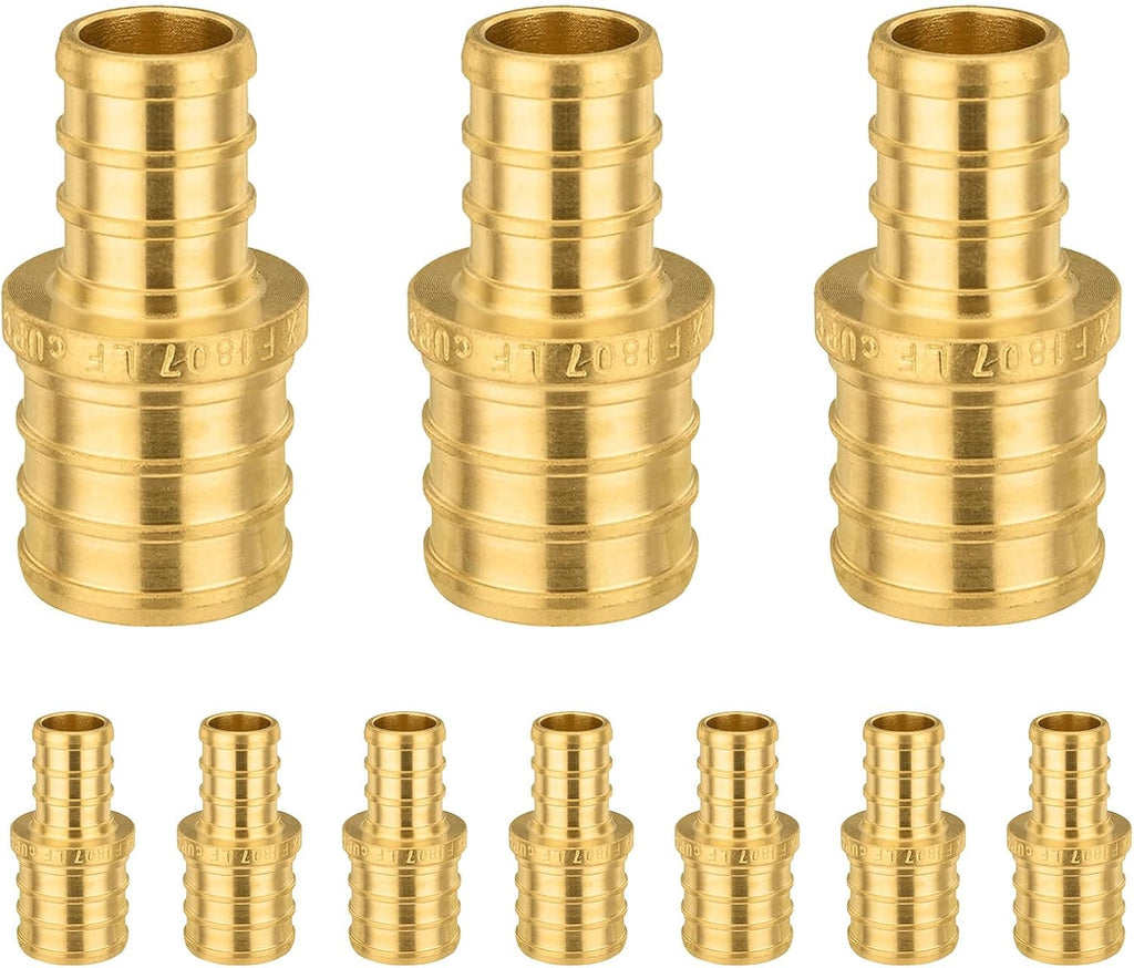 10 PCS Foskan PEX Crimp Fittings, 1" x 3/4" PEX Straight Coupling Adapter