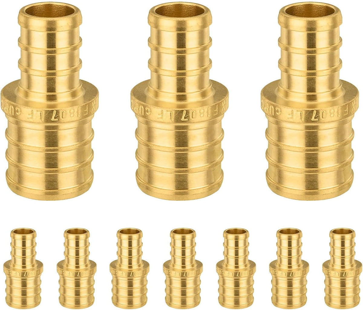 10 PCS Foskan PEX Crimp Fittings, 1" x 3/4" PEX Straight Coupling Adapter