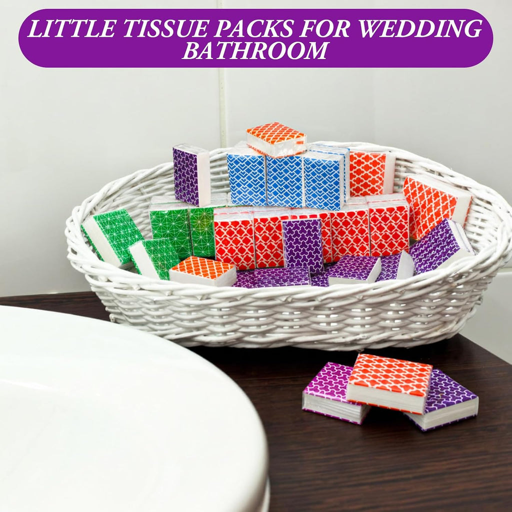 20 Pack Mini Pocket Tissues Travel Packs Bulk, Multicolor