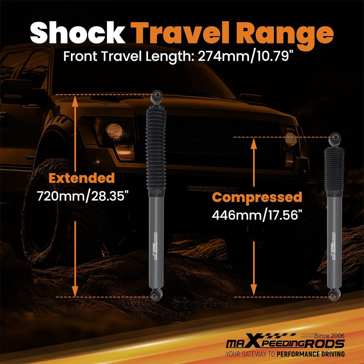 maXpeedingrods 0-3" Rear Shocks for Dodge Ram 2500 2WD/4WD 2003-2013