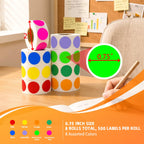 4000 PCS Colored Dot Stickers 3/4" Round Circle Coding Labels