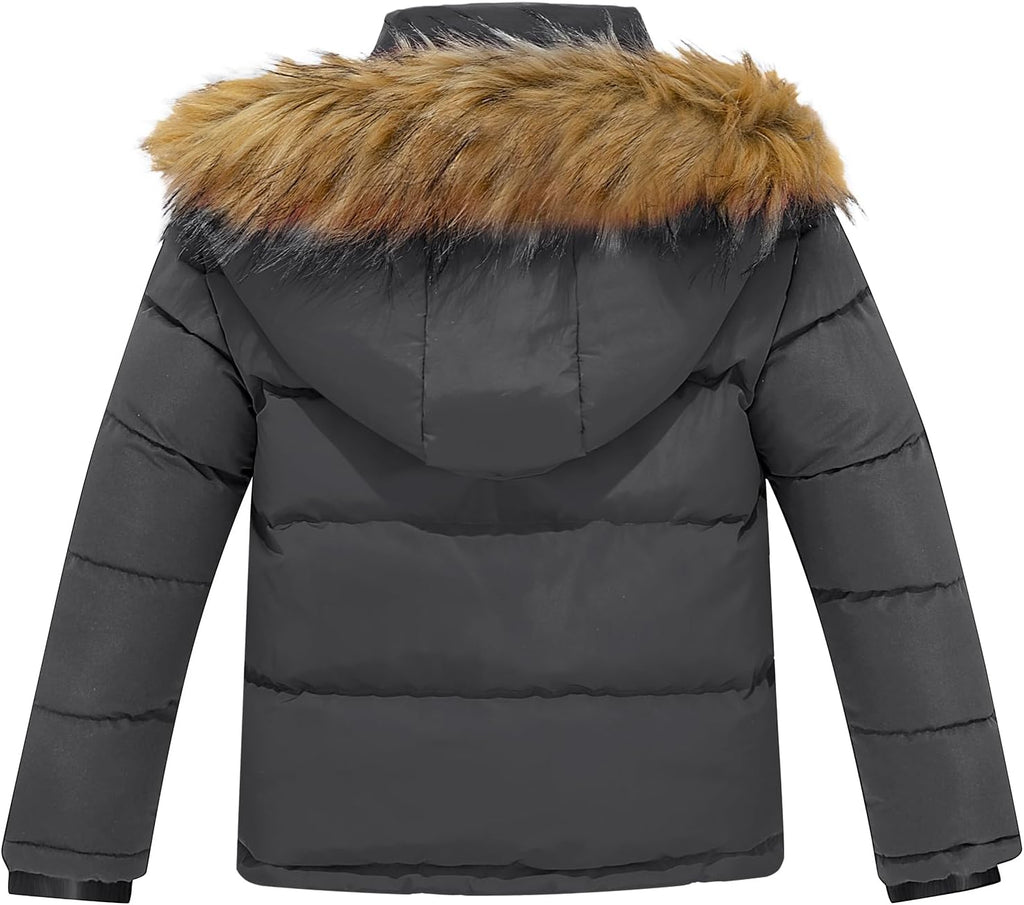 Boys Water Resistant Winter Coat Warm Quilted Puffer Jacket Hooded Parka Thicken Down Jacket for Boys