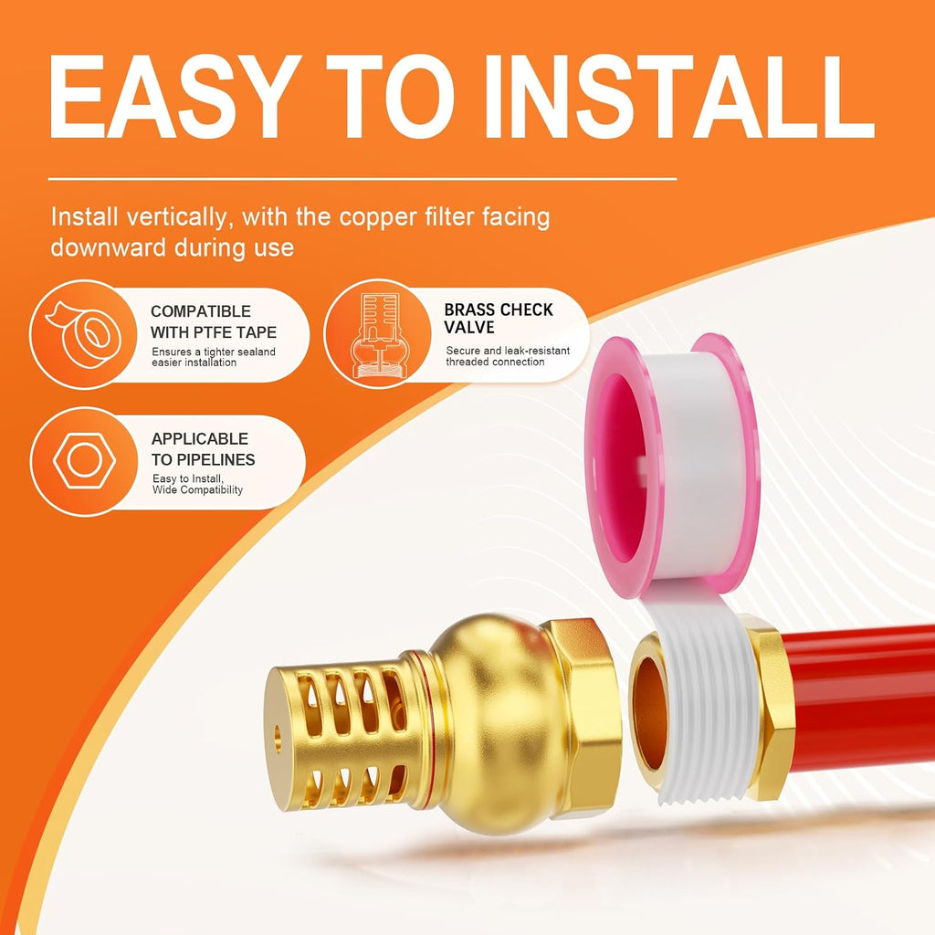 GASHER 2" FBSP Brass Foot Valve, Check Valve with Built-in Strainer