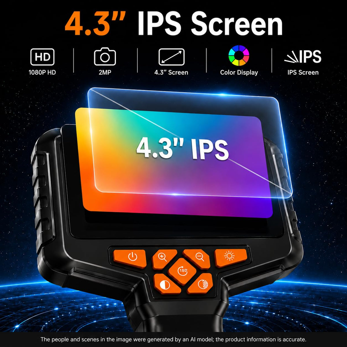 50FT Borescope Camera with Light, 4.3" Screen Inspection Camera, No WiFi