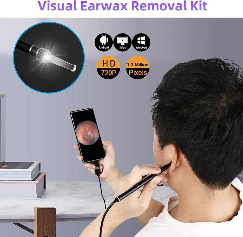 Ear Wax Removal Tool Kit, Ear Otoscope Cleaning Tool with Light Camera, HD Ear Digital Endoscope Ear Pick Equipped