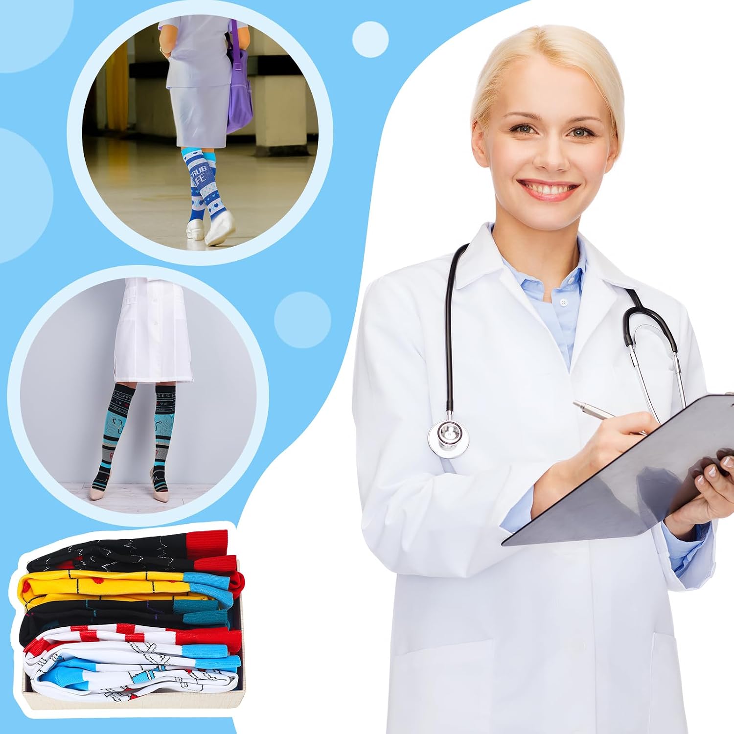 20 Pairs Nurse Compression Socks for Women Men for Nurses Week Appreciation Gift Circulation Medical Running Athletic